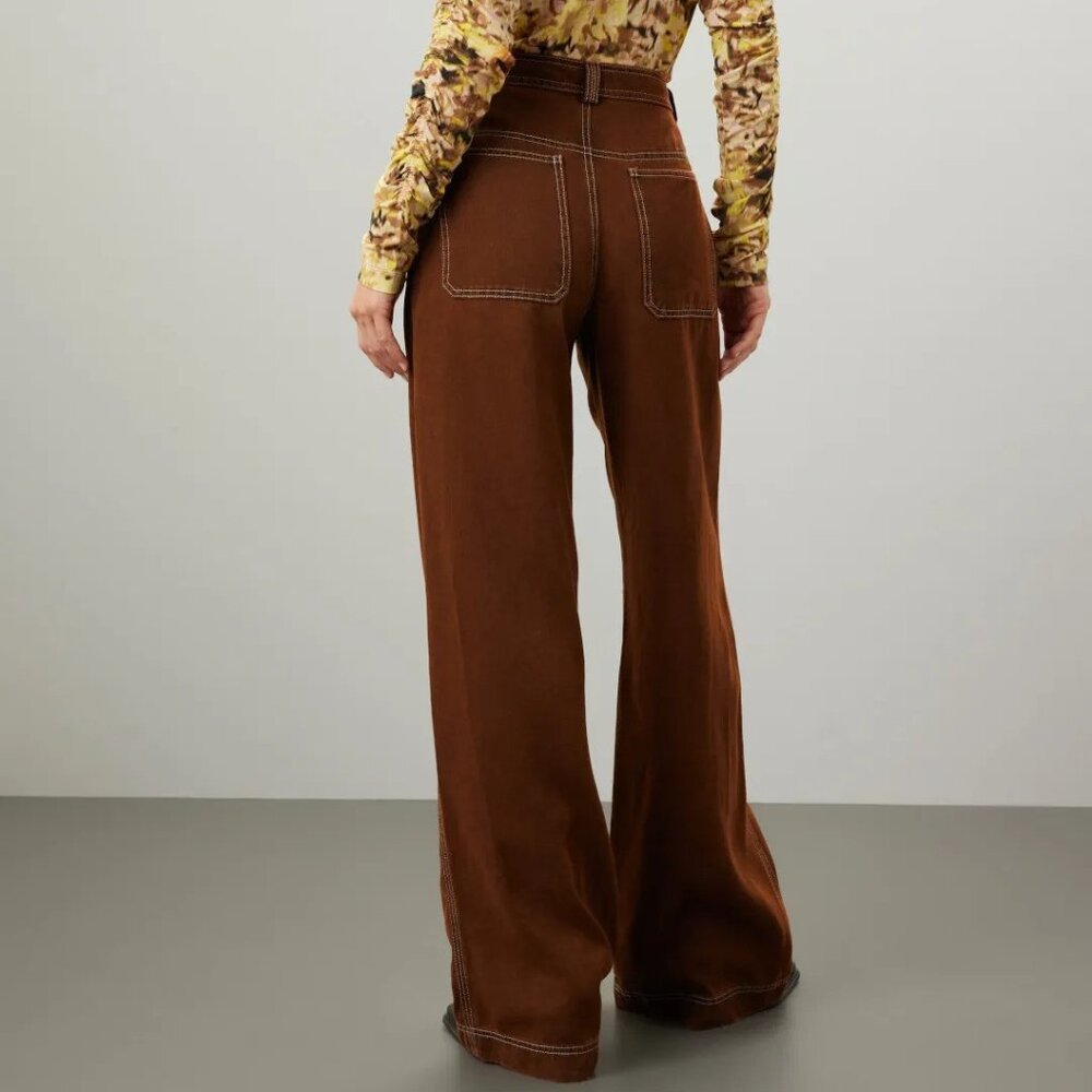 Rodebjer Eileen Ranch Cotton Pants in Dark Brown Size M